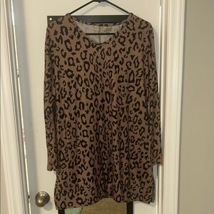 Leopard Print Long Sleeve Dress xl